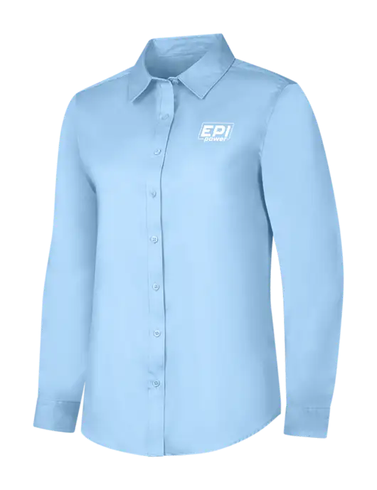 Womens Light Blue Long Sleeve Superpro React Twill Shirt w/EPI Logo