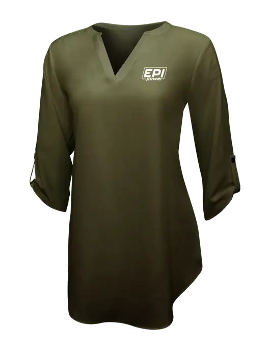Womens Dark Olive 3/4 Sleeve Tunic Blouse w/EPI Logo