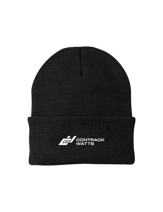 Black Knit Cap w/Contrack Watts Logo