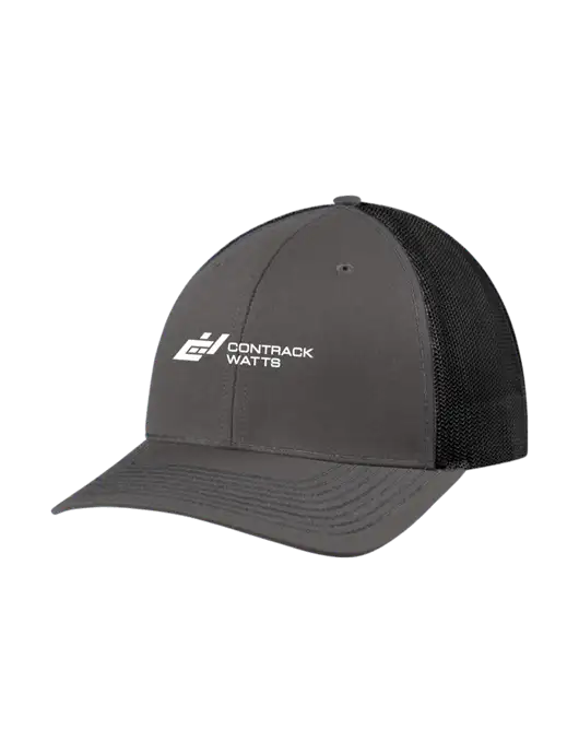Richardson Adjustable Snapback Original 112 Trucker Cap Dark Grey w/Black Mesh w/Contrack Watts Logo
