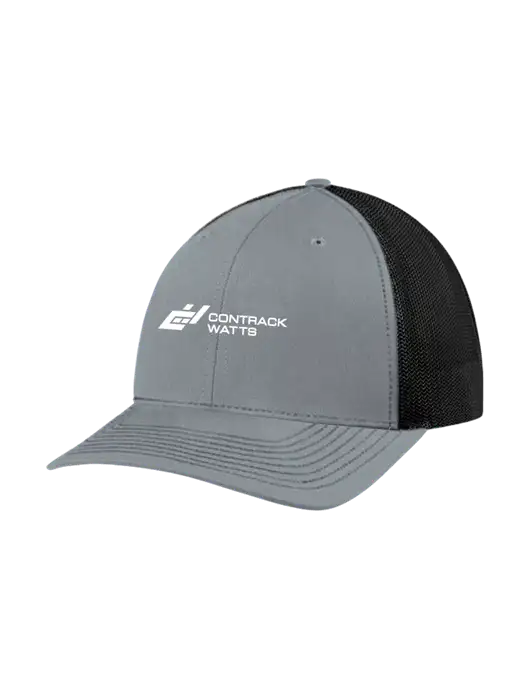 Richardson Adjustable Snapback Original 112 Trucker Cap Heather Grey w/Black Mesh w/Contrack Watts Logo