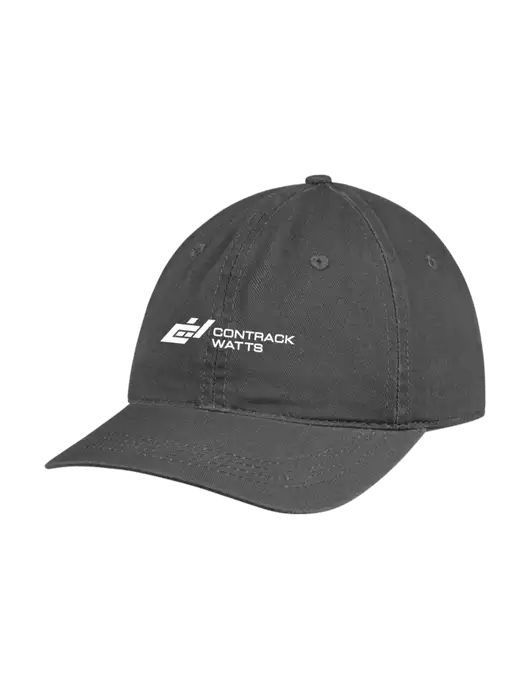Garment Washed Unstructured Twill Charcoal Cap w/Contrack Watts Logo