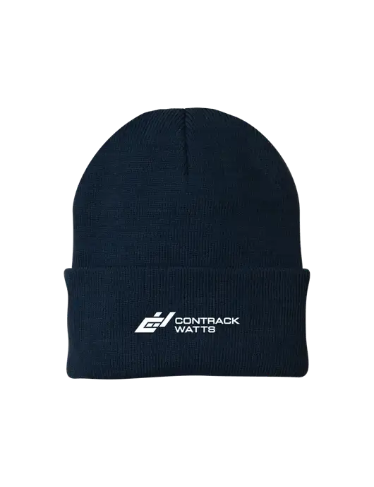 Navy Knit Cap w/Contrack Watts Logo