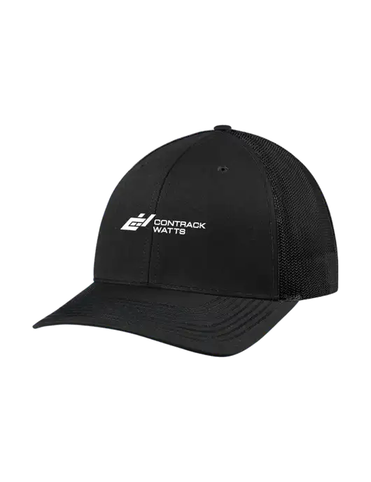 Richardson Adjustable Snapback Original 112 Trucker Cap Black w/Black Mesh w/Contrack Watts Logo