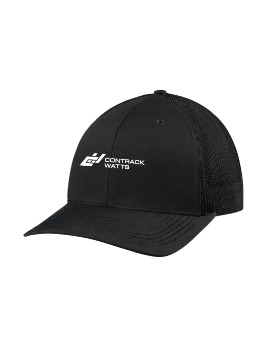 Richardson Adjustable Snapback Original 112 Trucker Cap Black w/Black Mesh w/Contrack Watts Logo