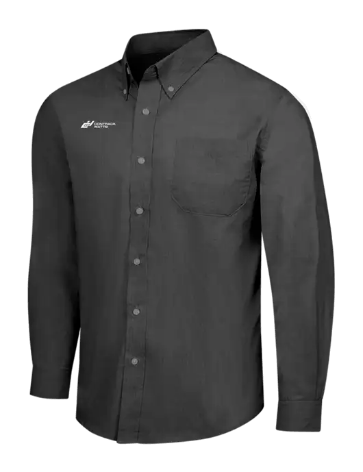 Soft Black Crosshatch Easy Care Shirt w/Contrack Watts Logo