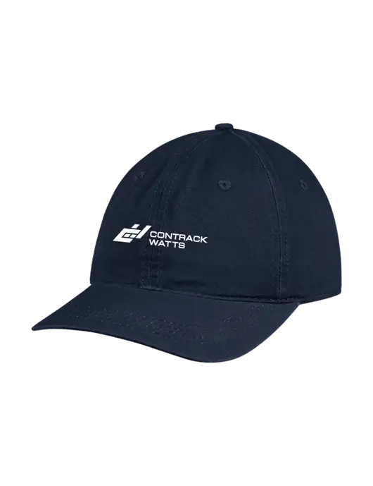 Garment Washed Unstructured Twill Navy Cap w/Contrack Watts Logo