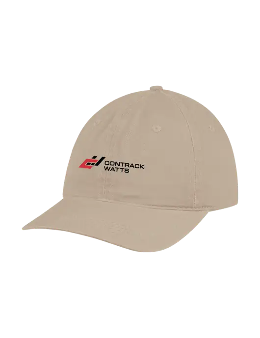 Garment Washed Unstructured Twill Tan Cap w/Contrack Watts Logo