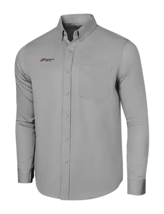 Long Sleeve Light Grey Superpro React Twill Shirt w/Contrack Watts Logo