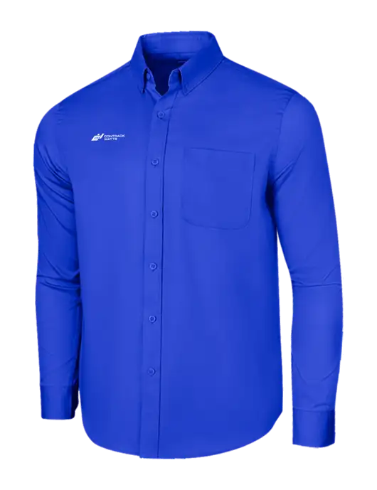 Long Sleeve Dark Royal Superpro React Twill Shirt w/Contrack Watts Logo