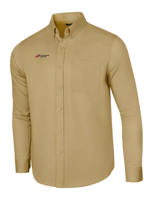 Long Sleeve Dark Tan Superpro React Twill Shirt w/Contrack Watts Logo