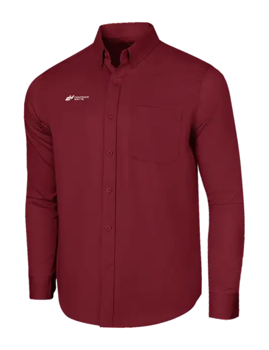 Long Sleeve Maroon Superpro React Twill Shirt w/Contrack Watts Logo