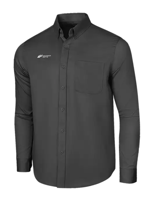 Long Sleeve Dark Grey Superpro React Twill Shirt w/Contrack Watts Logo