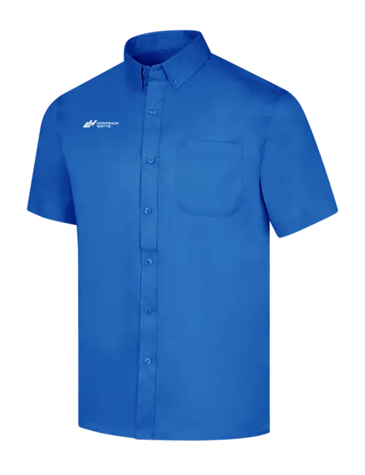 Short Sleeve Royal Blue Superpro React Twill Shirt w/Contrack Watts Logo