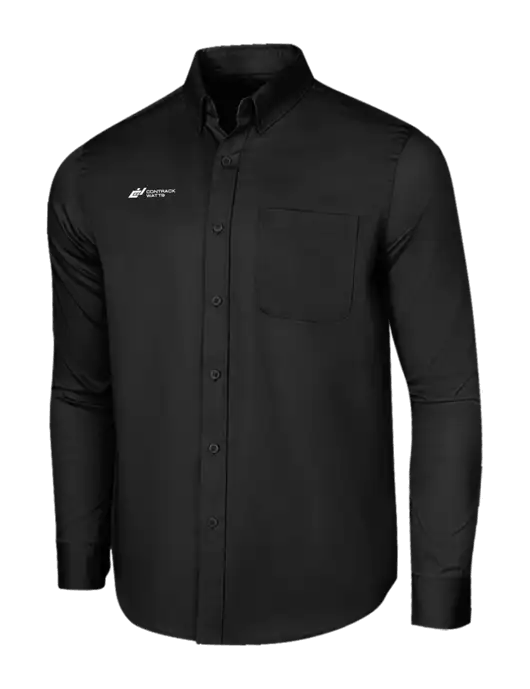 Long Sleeve Deep Black Superpro React Twill Shirt w/Contrack Watts Logo