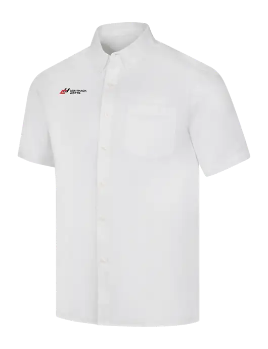 Short Sleeve White Superpro React Twill Shirt w/Contrack Watts Logo