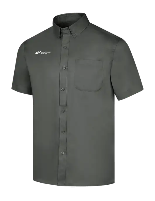 Short Sleeve Dark Grey Superpro React Twill Shirt w/Contrack Watts Logo