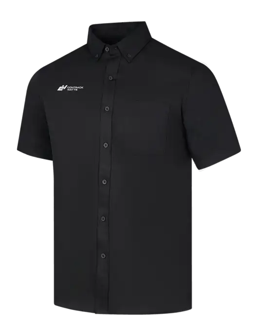 Short Sleeve Deep Black Superpro React Twill Shirt w/Contrack Watts Logo