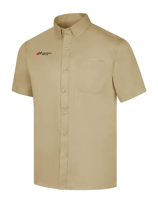 Short Sleeve Dark Tan Superpro React Twill Shirt w/Contrack Watts Logo