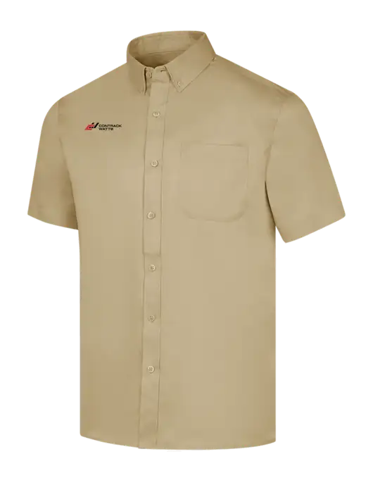 Short Sleeve Dark Tan Superpro React Twill Shirt w/Contrack Watts Logo