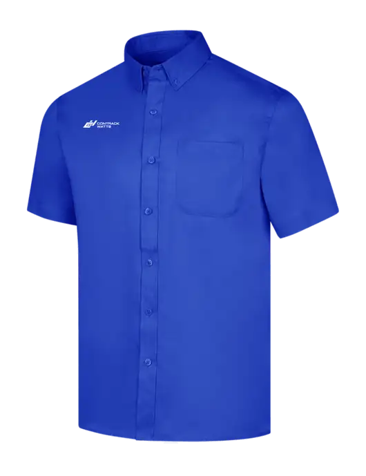 Short Sleeve Dark Royal Superpro React Twill Shirt w/Contrack Watts Logo