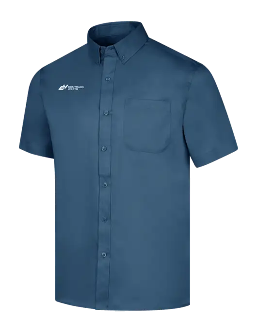Short Sleeve Light Navy Superpro React Twill Shirt w/Contrack Watts Logo
