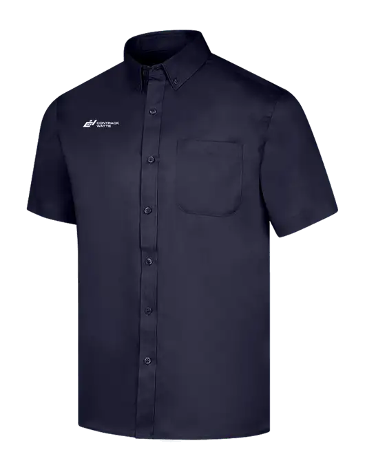Short Sleeve Navy Superpro React Twill Shirt w/Contrack Watts Logo