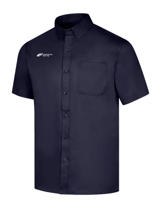 Short Sleeve Navy Superpro React Twill Shirt w/Contrack Watts Logo