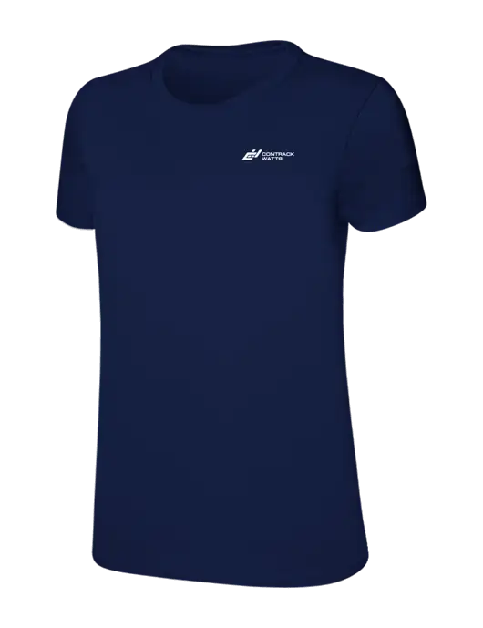 Womens Ring Spun Navy 4.5 oz T-Shirt w/Contrack Watts Logo
