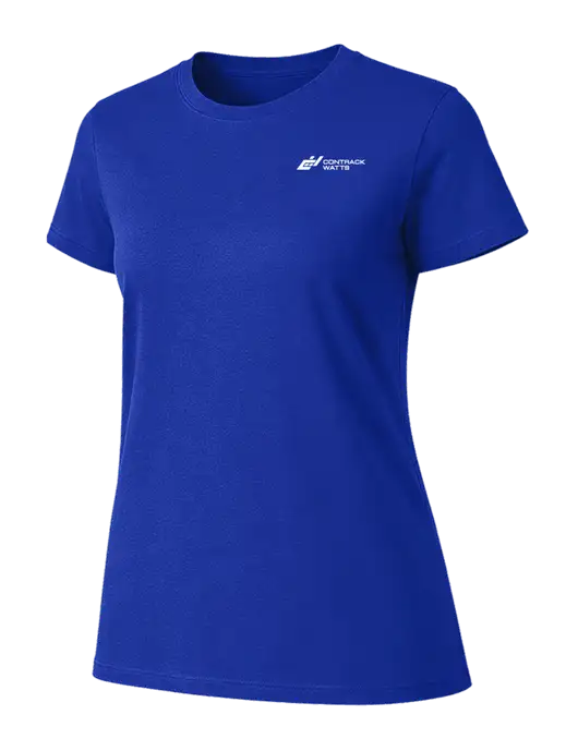 Womens Ring Spun Royal 4.5 oz T-Shirt w/Contrack Watts Logo