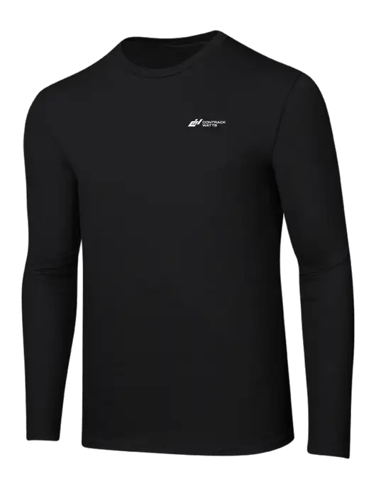 Ring Spun Jet Black 4.5 oz Long Sleeve T-Shirt w/Contrack Watts Logo