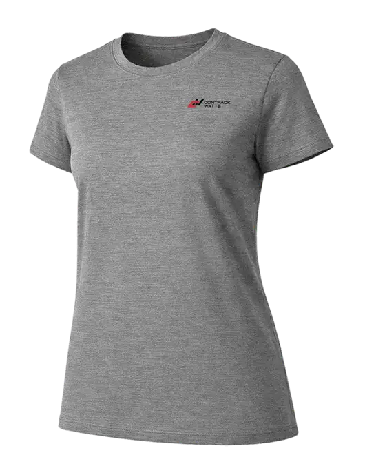 Womens Ring Spun Light Grey Heather 4.5 oz T-Shirt w/Contrack Watts Logo
