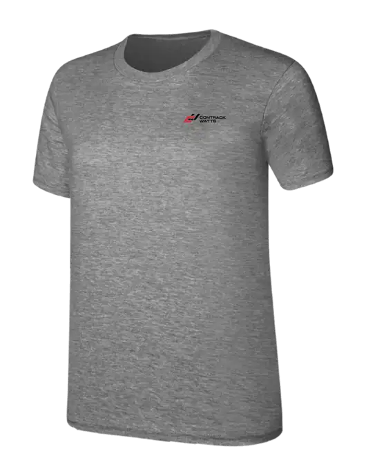 Womens Ring Spun Light Grey Heather 4.5 oz T-Shirt w/Contrack Watts Logo