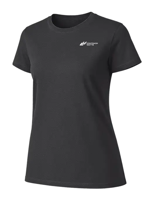 Womens Ring Spun Charcoal 4.5 oz T-Shirt w/Contrack Watts Logo