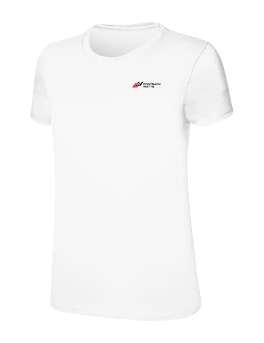 Womens Ring Spun White 4.5 oz T-Shirt w/Contrack Watts Logo