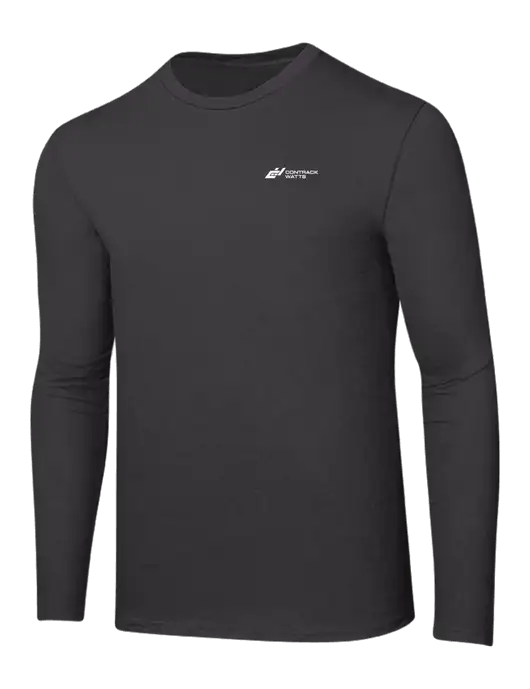 Ring Spun Charcoal 4.5 oz Long Sleeve T-Shirt w/Contrack Watts Logo