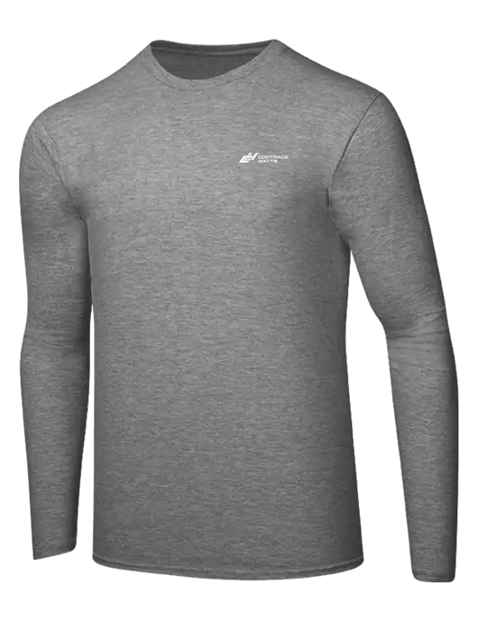 Ring Spun Light Heather Grey 4.5 oz Long Sleeve T-Shirt w/Contrack Watts Logo
