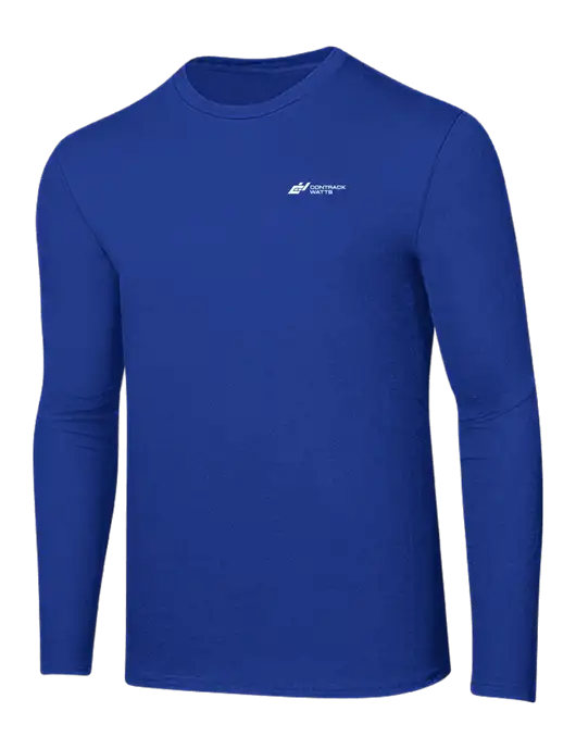 Ring Spun True Royal 4.5 oz Long Sleeve T-Shirt w/Contrack Watts Logo