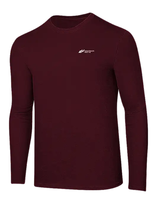 Ring Spun Maroon 4.5 oz Long Sleeve T-Shirt w/Contrack Watts Logo