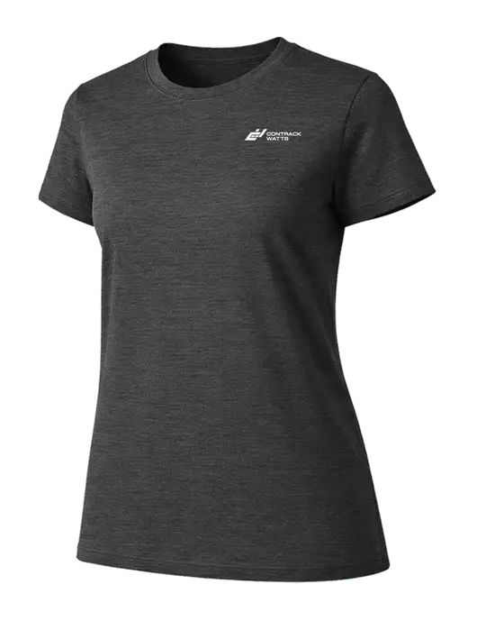 Womens Ring Spun Dark Heather Grey 4.5 oz T-Shirt w/Contrack Watts Logo