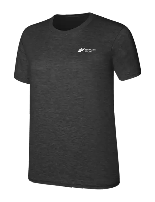 Womens Ring Spun Dark Heather Grey 4.5 oz T-Shirt w/Contrack Watts Logo