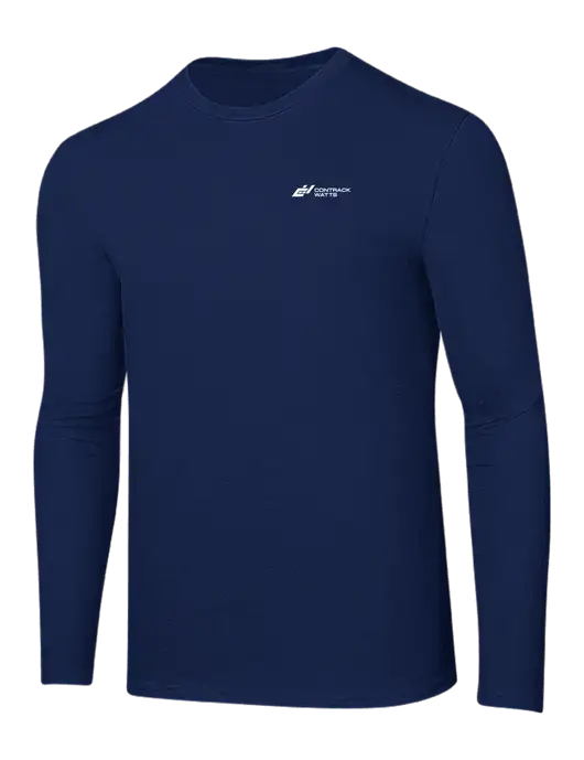 Ring Spun Navy 4.5 oz Long Sleeve T-Shirt w/Contrack Watts Logo