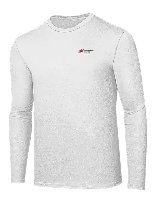 Ring Spun White 4.5 oz Long Sleeve T-Shirt w/Contrack Watts Logo