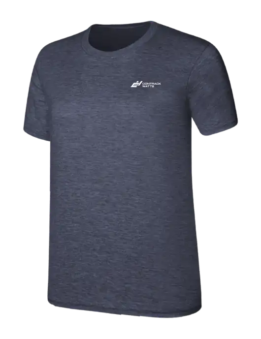 Womens Ring Spun Heather Navy 4.5 oz T-Shirt w/Contrack Watts Logo