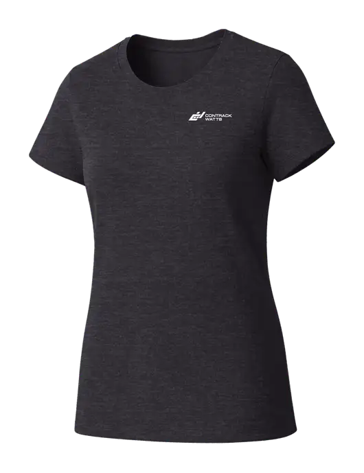 Womens Seriously Soft Heathered Charcoal T-Shirt w/Contrack Watts Logo