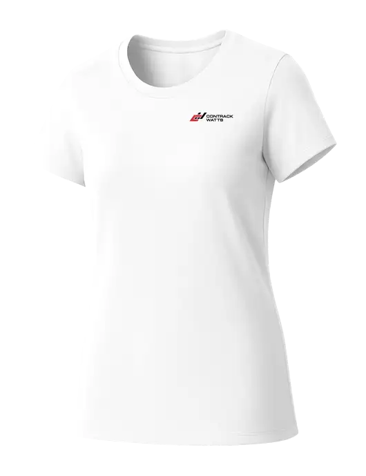 Womens Seriously Soft White T-Shirt w/Contrack Watts Logo