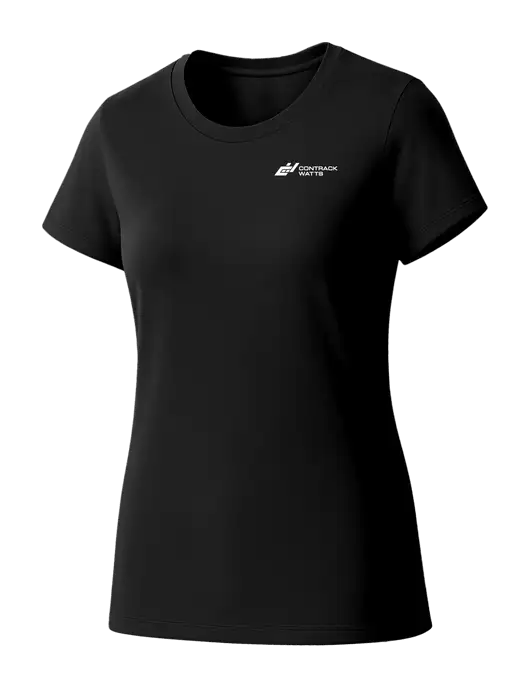 Womens Seriously Soft Black T-Shirt w/Contrack Watts Logo