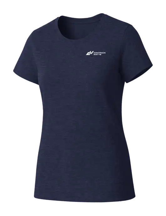 Womens Seriously Soft Heathered Navy T-Shirt w/Contrack Watts Logo