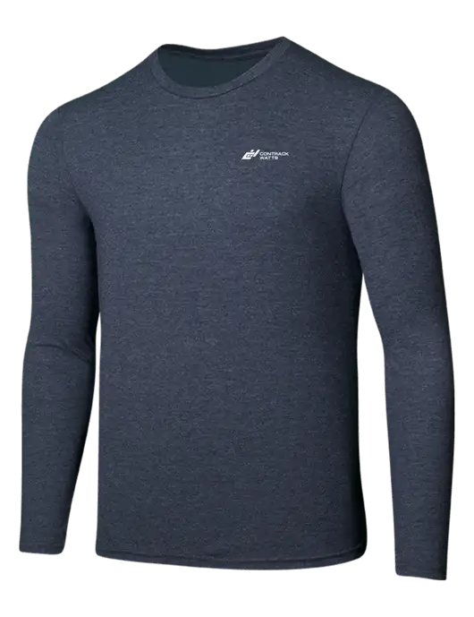 Seriously Soft Heathered Navy Long Sleeve T-Shirt w/Contrack Watts Logo