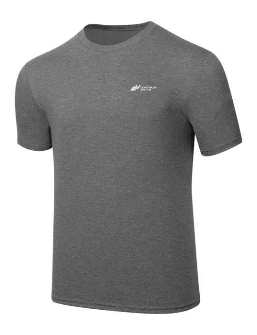 Simply Soft Heathered Medium Grey 4.5oz  Poly/Combed Ring Spun Cotton T-Shirt w/Contrack Watts Logo